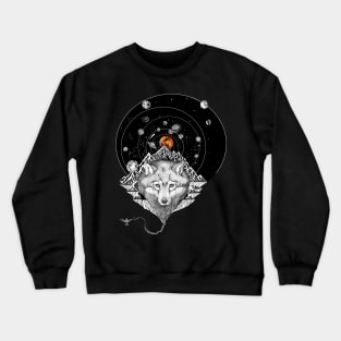 Red Moon Wolf in Space Crewneck Sweatshirt